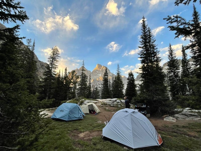 Backpacking tents in the Grand Tetons National Park wilderness